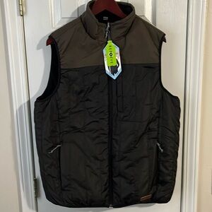 NWT Free Country Full Zip Fleece Sleeveless Jet BLK 2-in-1 Vest - size Large.